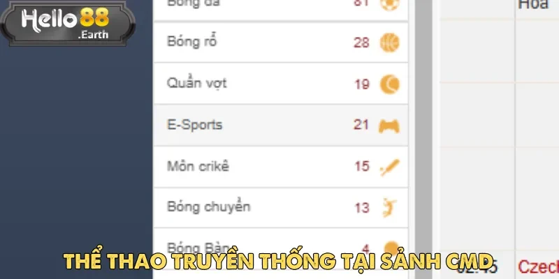 Thể thao truyền thống là bộ môn chủ lực tại sảnh game CMD thể thao