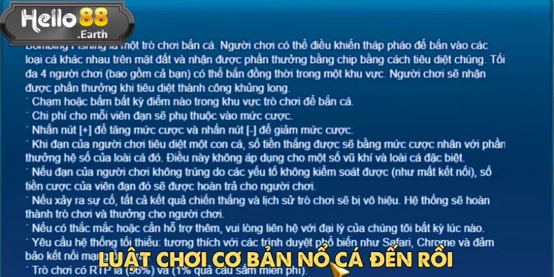 Nổ Cá Đến Rồi có luật chơi cơ bản tương tự nhiều tựa game khác tại Hello88